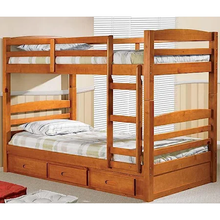 Mission Youth Twin Over Twin Bunk Bed with Storage Footboard